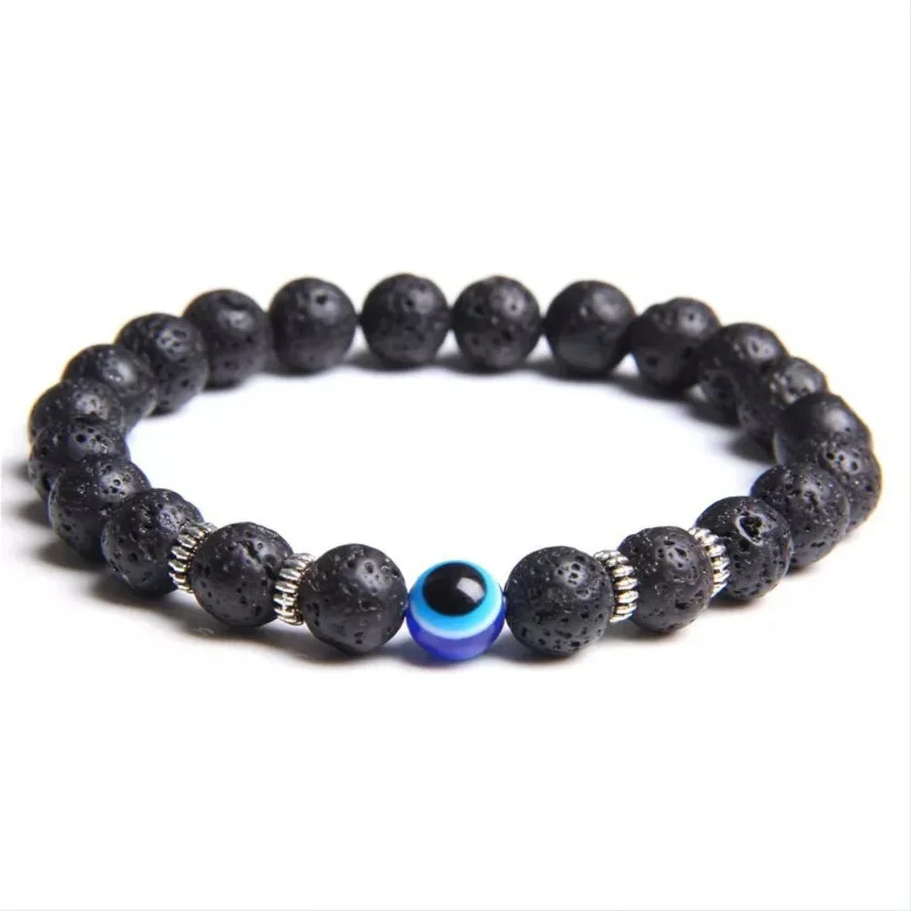 men evil eye volcanic stone bracelet - Picture 1 of 1